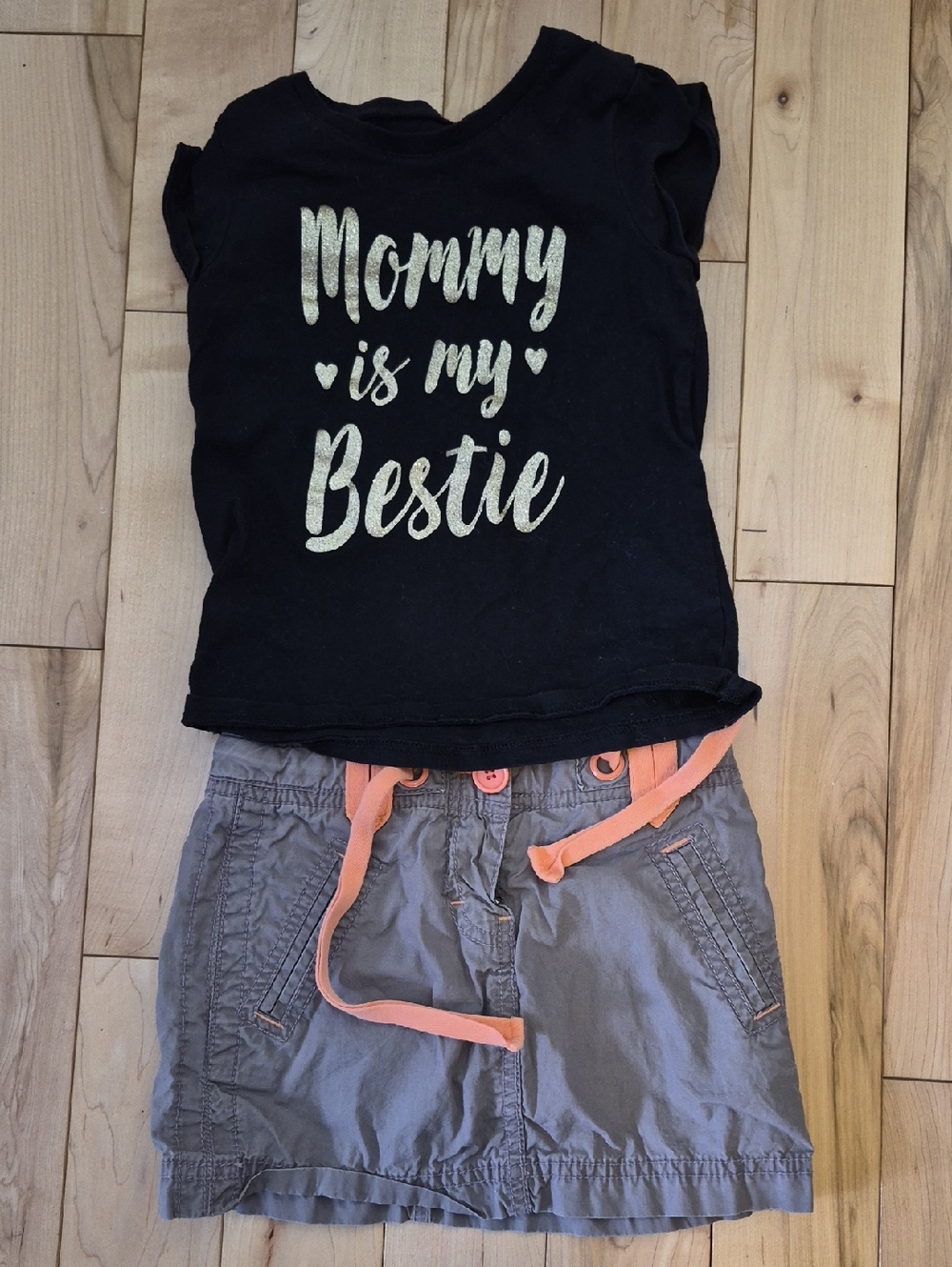 Girls Size 4 The Children's Place Black Tee & Brown Skirt